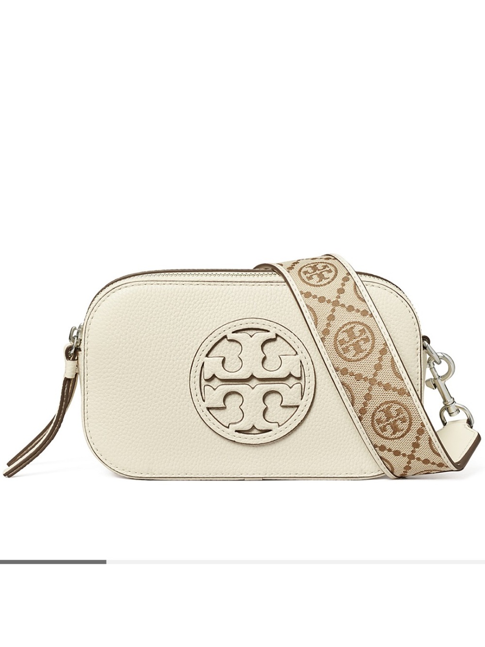 Tory Burch Mini Miller Crossbody Bag with Beige Logo Strap